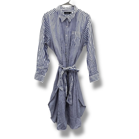 Lauren Ralph Lauren Stripe Shirtdress Women's Size 18W Cotton Belted Button Up - Picture 3 of 12